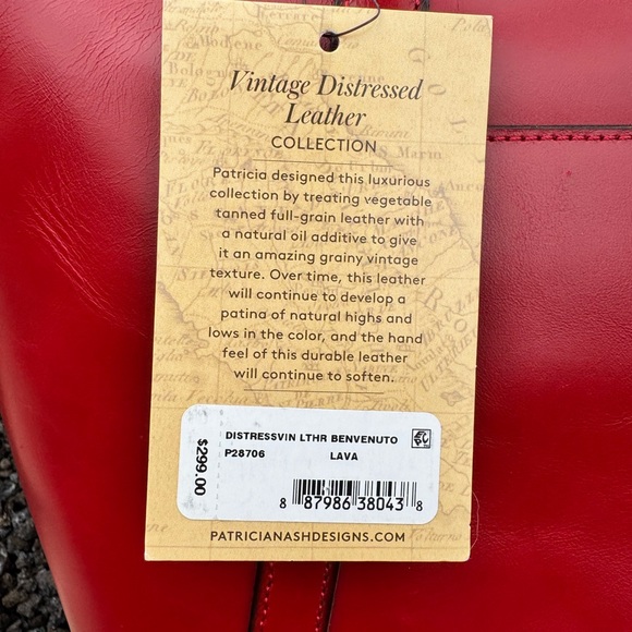 Patricia Nash NWT Distressed Leather “Benvenuto” Tote Bag – Lava Red Retail $299 - Picture 10 of 17